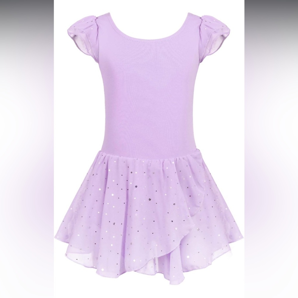 3 /. $30Arshiner Ruffle Sleeve Ballet Dance Dress, Glitter Tutu Skirted Leotard
